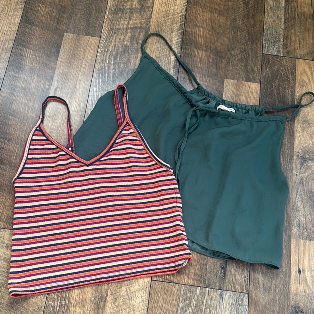 AMERICAN EAGLE l Striped Tank Top and Green Cami Set Bundle Cropped
